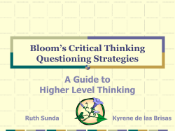 Bloom`s Critical Thinking Questioning Strategies