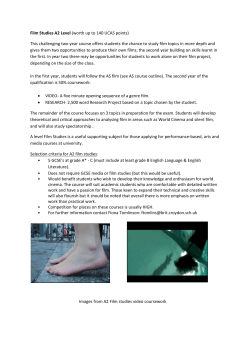 Film Studies A2 Level (worth up to 140 UCAS points) This