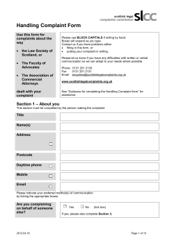Handling Complaint Form - Scottish Legal Complaints Commission
