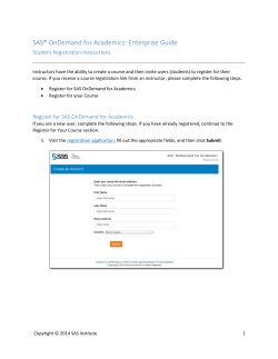 SAS&reg; OnDemand for Academics: Enterprise Guide
