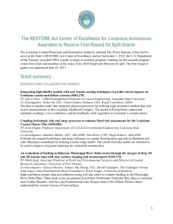 The RESTORE Act Center of Excellence for Louisiana Announces
