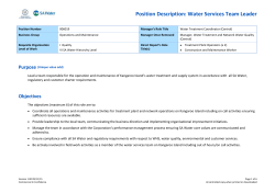 Position Description: Water Services Team Leader