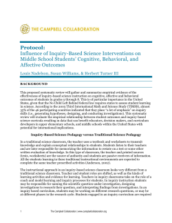 Influence of Inquiry-Based Science Interventions on Middle School