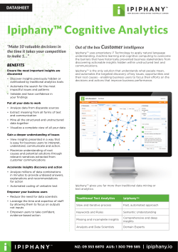 Ipiphany&trade; Cognitive Analytics - Chief Customer Officer Melbourne