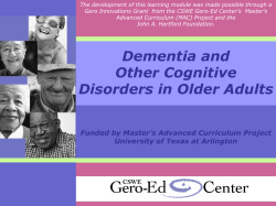 Slides on Cognitive Disorders in Older Adults