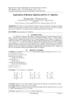 Equivalence of Boolean Algebras and Pre A