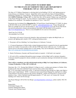 INVITATION TO SUBMIT BIDS TO THE STATE OF VERMONT
