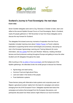 Scotland`s Journey to Food Sovereignty: the next