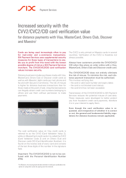 Datasheet Increased security with the CVV2/CVC2/CID card