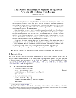 The absence of an implicit object in unergatives