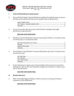 I. Central Florida Business Environment 1. Do you feel that things in