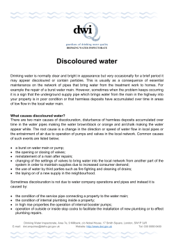 Discoloured water - Drinking Water Inspectorate