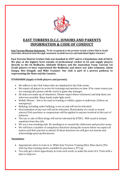 Junior Expectations - East Torrens District Cricket Club