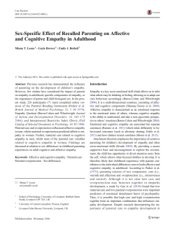 Sex-Specific Effect of Recalled Parenting on Affective and Cognitive