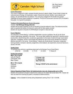 Gaston E - Syllabus Honors BIOLOGY 1