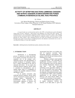 Activity Of Nitrifying Bacteria(Ammonia Oxidizer And Nitrite Oxidizer)