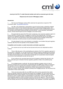 Journey to the FCA - Council of Mortgage Lenders
