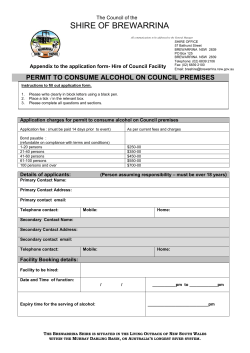 Application to Consume Alcohol at Council Venues form