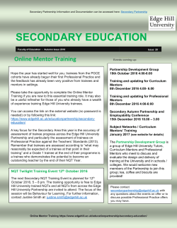 Secondary Autumn Newsletter 2016-17