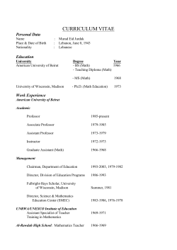 Curriculum Vitae - Team - American University of Beirut