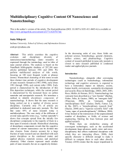 cognitive structure of nanoscience/nanotechnology