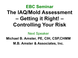 EBC Seminar The IAQ/Mold Assessment &ndash; Getting it Right