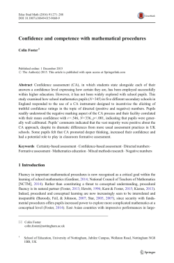 Confidence and competence with mathematical procedures