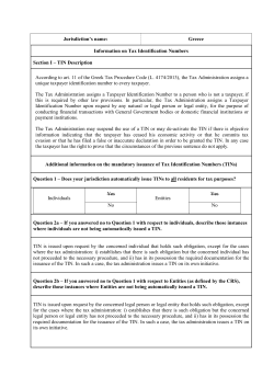 Greece Information on Tax Identification Numbers Section I