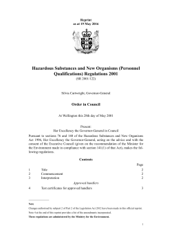 Hazardous Substances and New Organisms (Personnel