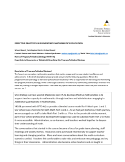 EFFECTIVE PRACTICES IN ELEMENTARY MATHEMATICS
