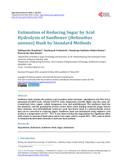 Estimation of Reducing Sugar by Acid Hydrolysis of Sunflower