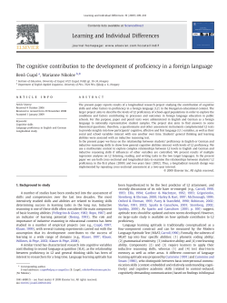The cognitive contribution to the development of proficiency in a