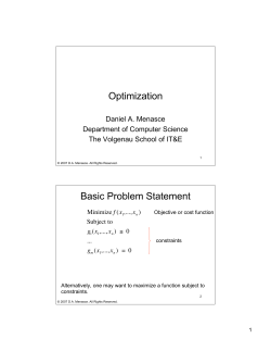 Optimization Basic Problem Statement