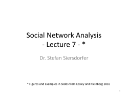 Social Network Analysis - Lecture 1