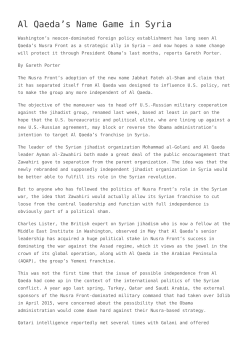 Al Qaeda`s Name Game in Syria