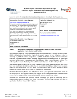 (IESO)/ Customer Impact Assessment Application (Hydro One)