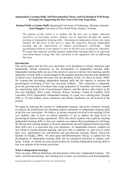 Independent Learning Skills, Self-Determination Theory