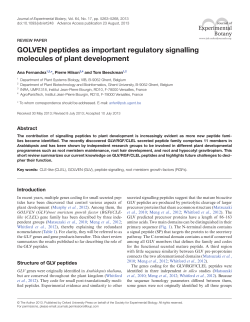 GOLVEN peptides as important regulatory signalling molecules of