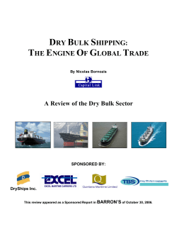 Dry Bulk Shipping: The Engine of Global Trade BARRON`S October