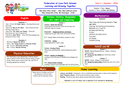 Summer Curriculum Overview Year 1