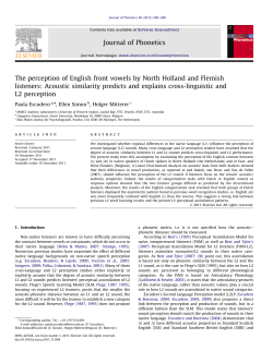 The perception of English front vowels by North Holland and