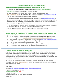 Orientation and Access to CZAR 2016