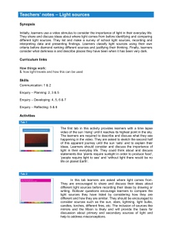 Teachers` notes &ndash; Light sources