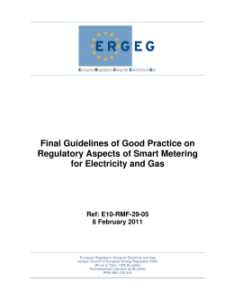 GGP on Regulatory Aspects of Smart Metering for Electricity and Gas