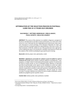 optimisation of the selection process in football game for 10