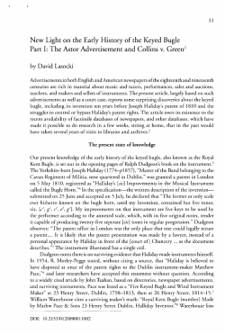 New Light on the Early History of the Keyed Bugle Part I: The Astor