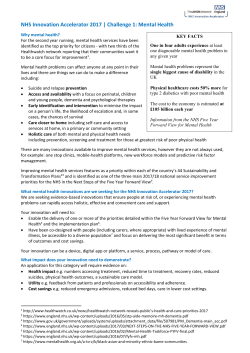 NHS Innovation Accelerator 2017 | Challenge 1: Mental Health