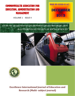 STUDY OF AWARENESS OF ENVIRONMENT OF BACHELOR OF