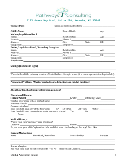 Child/Adolescent Intake Forms