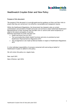 Healthwatch Croydon Enter and View Policy